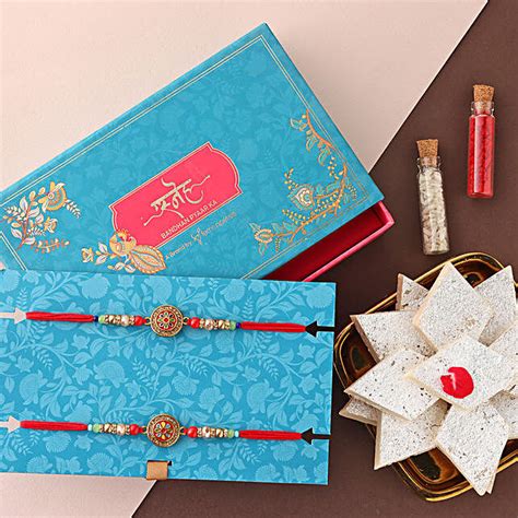 Sneh Meenakari Beads Rakhi Set Haldiram Kaju Katli Usa Gift Sneh