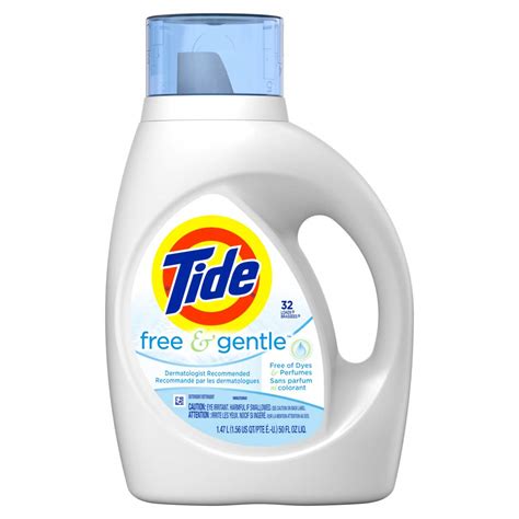 For especially soiled loads, add a second pack. Tide Free & Gentle Liquid Laundry Detergent, Unscented, 1 ...