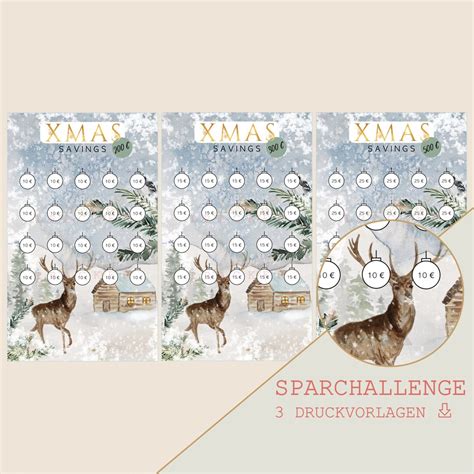 Sparchallenge Set Zum Ausdrucken Weihnachten Etsy De