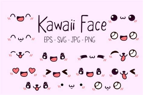 Cartoon Kawaii Face Set Illustrations Graphic By Artvarstudio