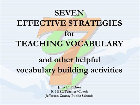 Ppt Seven Effective Strategies For Teaching Vocabulary And Other