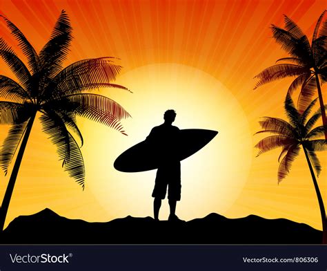 Surfer Silhouette Royalty Free Vector Image Vectorstock