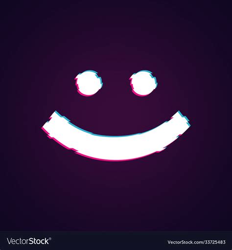 Glitch Screen With Happy Smile Emoji Icon Range Vector Image