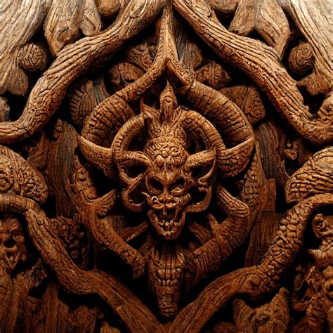 Prompthunt Detailed Wood Carving Demonic Satanic Evil Pattern Texture