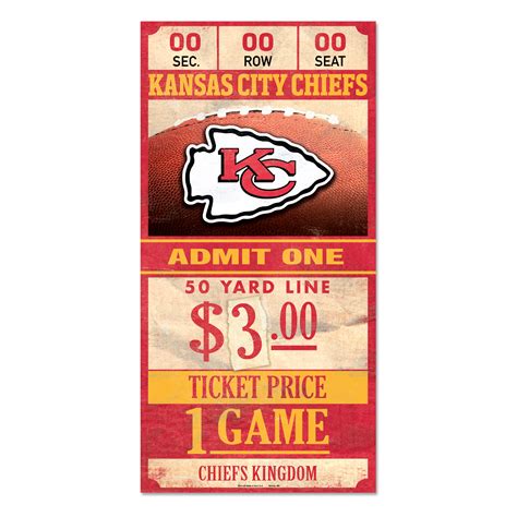 Kansas City Chiefs Old Game Ticket Wooden Sign In Nfl Football