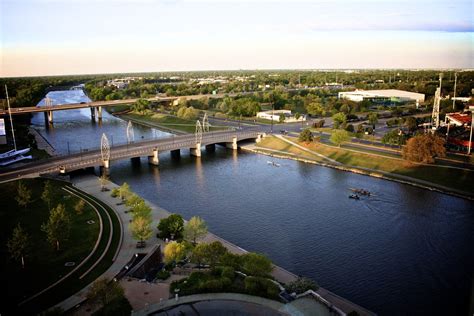 The Arkansas River In Downtown Wichita Wichita Kansas Wichita River