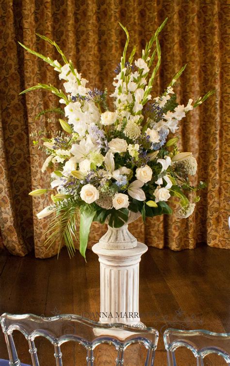 Pedestal Arrangement Summer Theme Ceremony Flowers White Roses