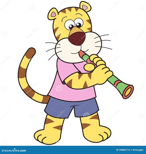 Cartoon Tiger Playing A Clarinet Royalty Free Stock Image Image 29806716