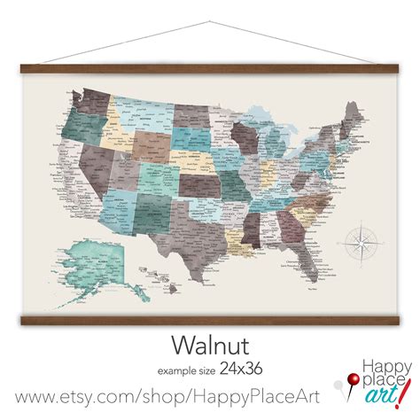 Simple Large Us Map On Canvas Usa Wall Map With Frame Design And Size