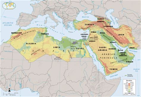The map above reveals the physical landscape of the african continent. 42-43 - North Africa & The Middle East: Geography