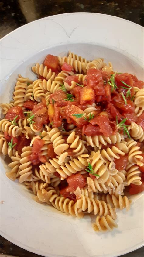 Homemade Whole Grain Spiral Pasta With Fire Roasted Tomatoes And