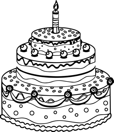 Cute Birthday Cake Coloring Page | Birthday coloring pages, Birthday cake with photo, Coloring