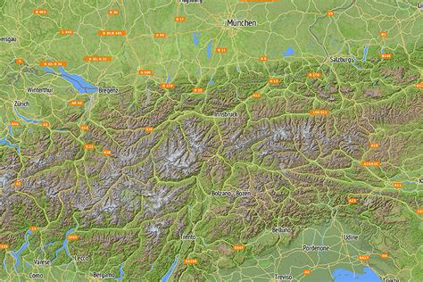 Hier werden ihnen unterkünfte ferienregionen in. Karte für Südtirol und Tirol * Relief- und Panorama-Landkarte