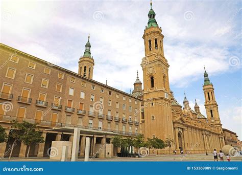 Plaza Del Pilar Square With Cathedral Basilica Of Our Lady Of The
