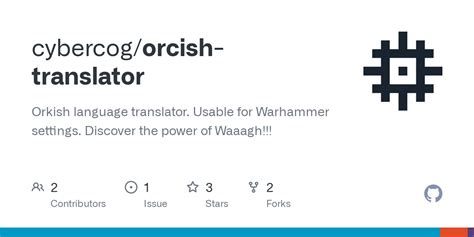 Github Cybercogorcish Translator Orkish Language Translator Usable