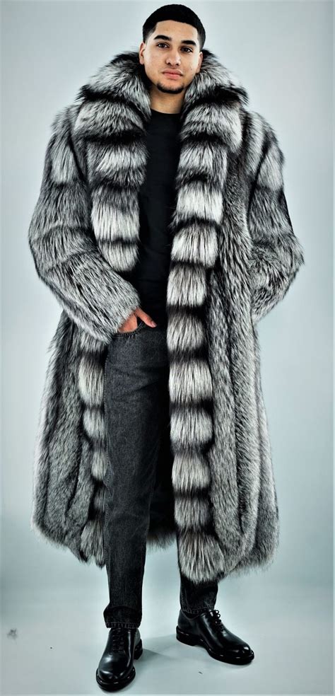 Classic Men S Canadian Silver Fox Fur Coat Mens Fur Coat Fur