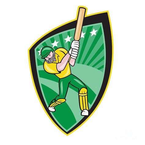 Australia Cricket Player Batsman Batting Shield Digital Art By Aloysius