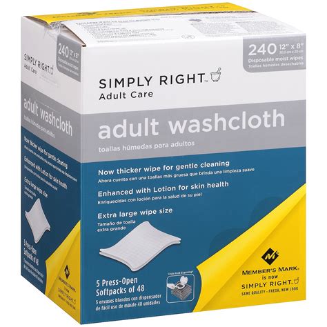 Simply Right Adult Washcloths Disposable Wet Wipes Moist