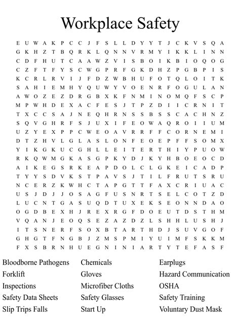 Safety Crossword Word Search Wordmint