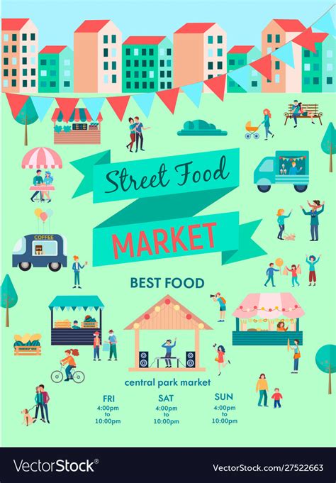 Outdoor Market Stalls Summer Trade Tents Vector Image