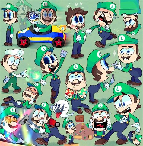 Luigi Super Mario Super Mario Art Cartoon Character Design Mario