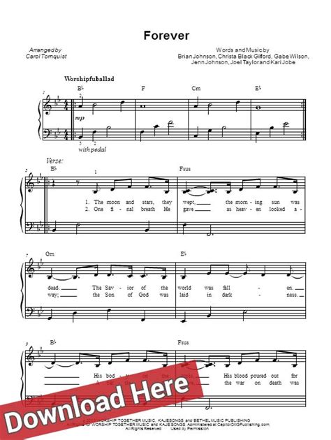 Kari Jobe Forever Sheet Music Piano Notes Worship Chords Download