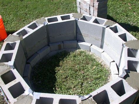 Cinder block fire pit plans. Photo: Inside of cinder block wall before bricks | Outdoor ...