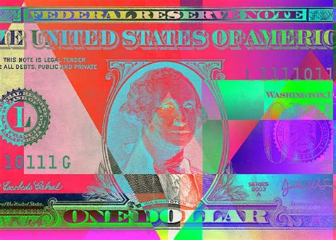 Obverse Of A Colorized One U S Dollar Bill Greeting Card By Serge