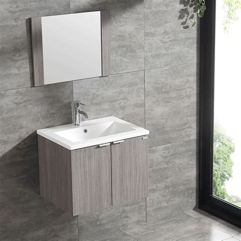 Wall Mount Bathroom Vanity Single Wood Cabinet Undermount Sink Basin