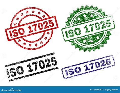 Scratched Textured Iso 17025 Stamp Seals Stock Vector Illustration Of
