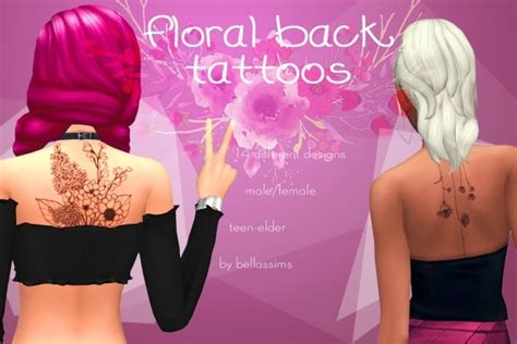 Floral Back Tattoos At Bellassims Sims 4 Updates