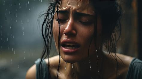 Premium Ai Image Woman Crying In The Rain