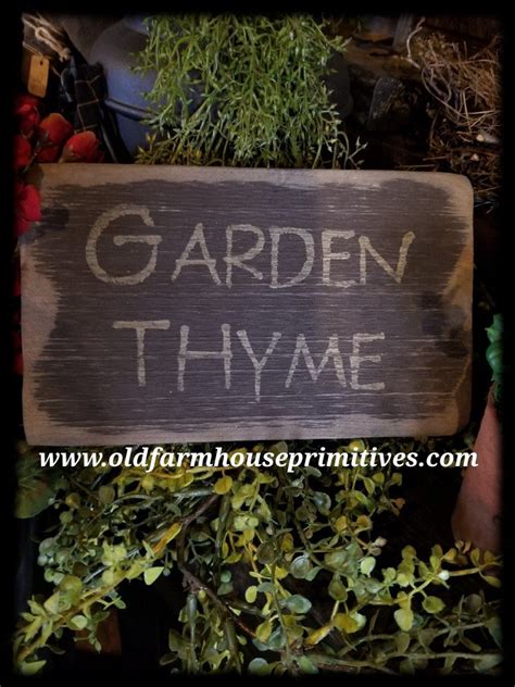 Vjs1 Primitive Garden Thyme Sign Made In Usa With Images Garden