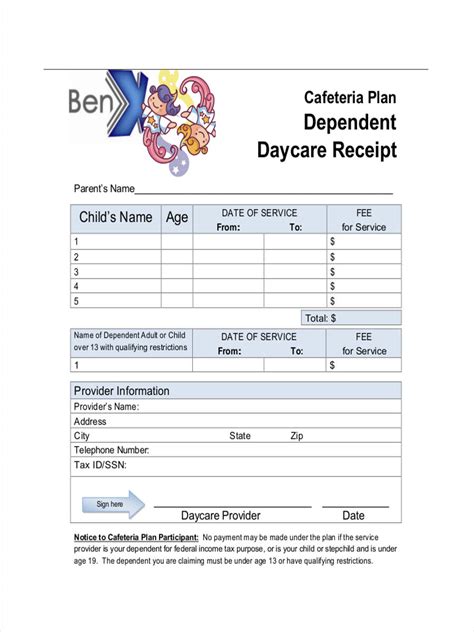 Excellent Free Daycare Payment Receipt Template Authentic