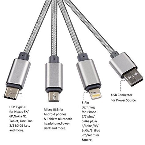 China Multi USB Charging Cable 3FT 3 in 1 Multiple USB Charger Cable