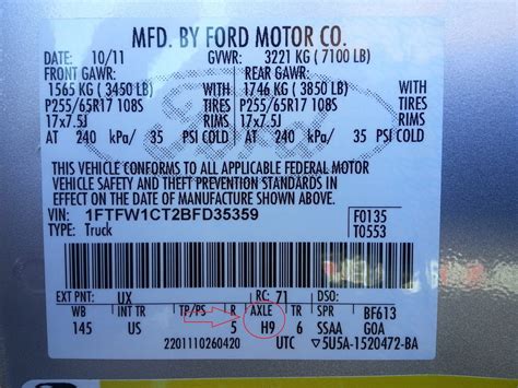 How To Tell What Gear Ratio The Truck Has Ford F150 Forum
