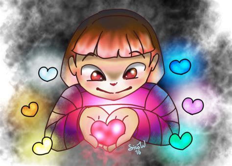 The Little Sketch Of Frisk And The Souls Sharing A Heart Warming
