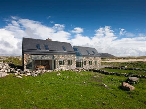 Modern stone cottage interior design. Two Stone Cottages Connected by a Glass Staircase | Modern ...