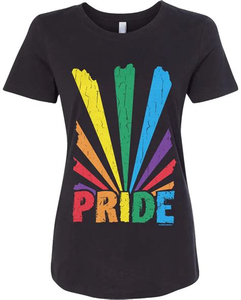 Women S Gay Pride Rainbow Sunray T Shirt Lesbian Lgbt Funny Brand Cotton Hipster T Shirts
