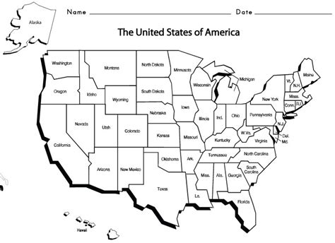 13 Best Images Of State Names And Capitals Worksheet Blank Us Maps