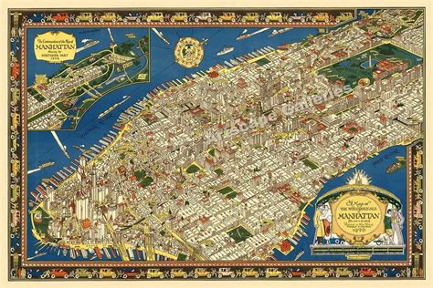 This Is A Pictorial Map Of The Island Of Manhattan As It Was In 1926