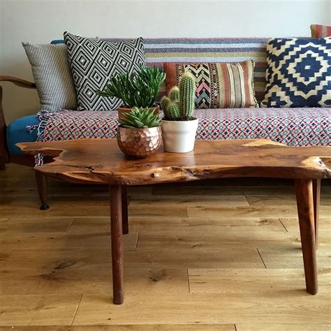 Natural wooden coffee tables uk. Mid Century Walnut Live Edge Coffee Table | Natural wood ...