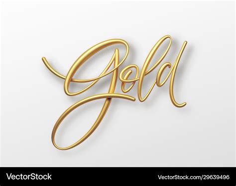 Word Gold 3d Calligraphic Lettering Realistic Vector Image
