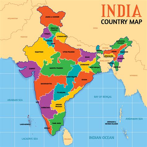 Índia País Mapa Com Em Torno Da Fronteiras 20281467 Vetor No Vecteezy