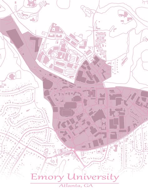 Colored Map Of Emory University And All Its Roads Etsy