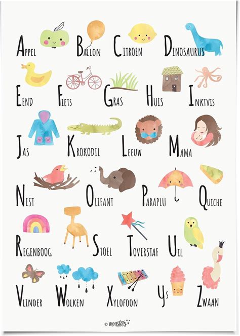 ✓ top qualität ✓ schneller versand ✓ … bol.com | ABC Alfabet poster nederlands 30x40 cm waterverf - poster ...