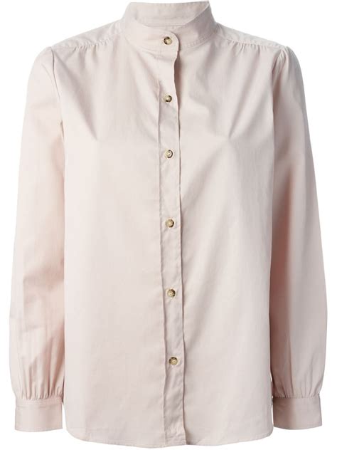 Apc Stand Up Collar Shirt In Pink Lyst