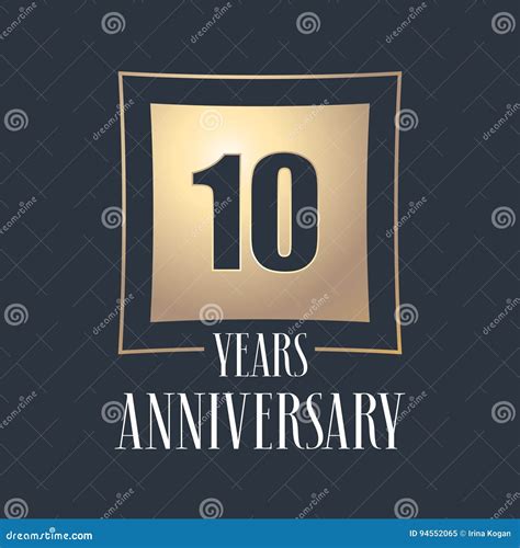 10 Years Anniversary Celebration Vector Icon Logo Stock Vector
