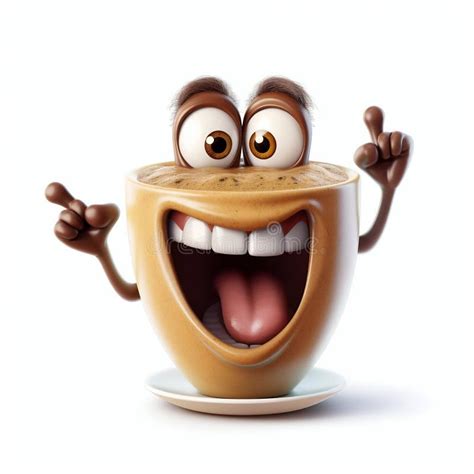 Cartoon Smiling Coffee Cup Giving A Thumbs Up On White Background