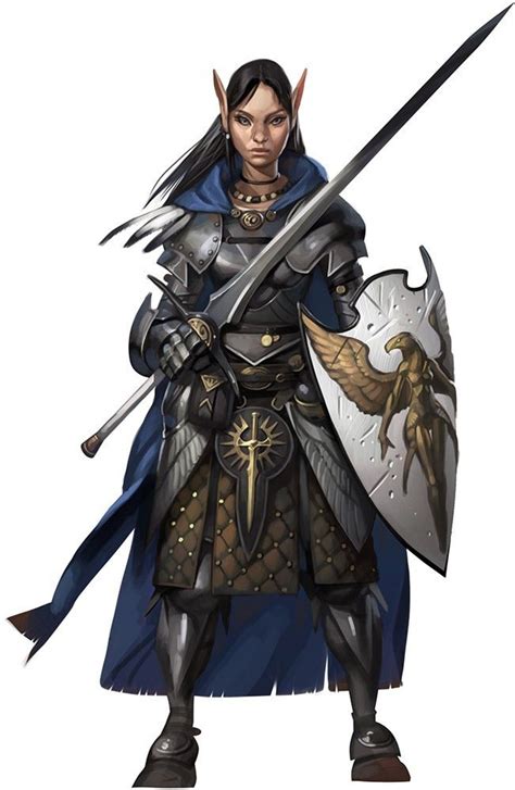 Female Elf Fighter Or Paladin Sword Shield Armor Fantasy Character Art Rpg Character